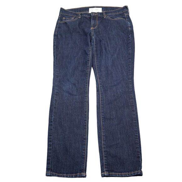 Old Navy Pants Womens 8 Blue Mid Rise Flat Front Button Zip Denim Jeans - Picture 1 of 16